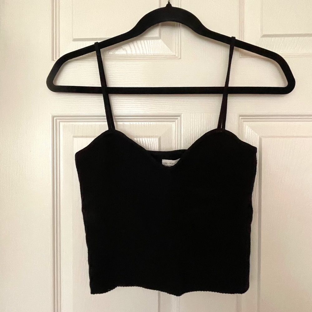 OAK + FORT Sweetheart Neckline Sweater Crop Tank Top